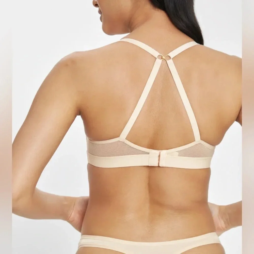Lively 36DD All Day Deep V Wireless Molded Bra Toasted Almond‎ Adjustable Straps